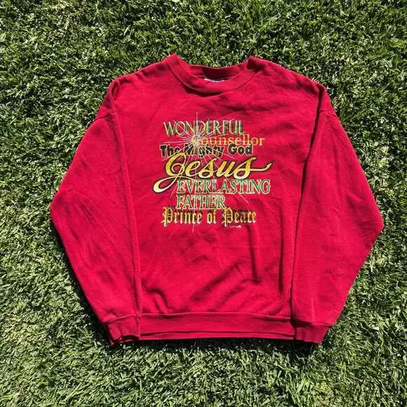 Vintage 1997 'Wonderful Counsellor Mighty God' Graphic Sweatshirt