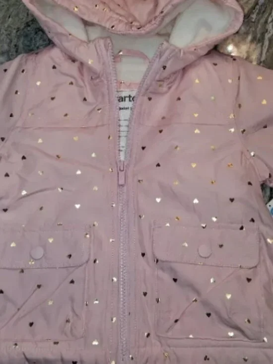 Carter's light pink hooded girl jacket with hearts size 2t