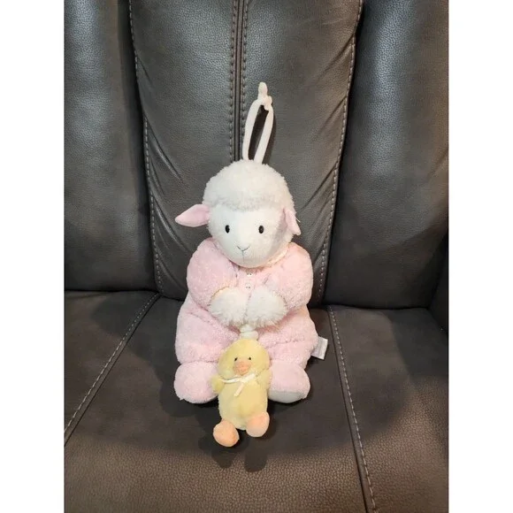 Carters Prestige Lamb w/Chick Musical Crib Pull Baby Plush Lovey Toy