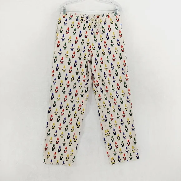 Hanna Andersson White Gnome Print Casual Comfy Sweat Pants/ Pajama Bottom P6258