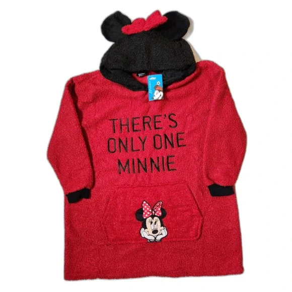 Disney Minnie Mouse Oversized Kids Poncho One Size Red Hooded