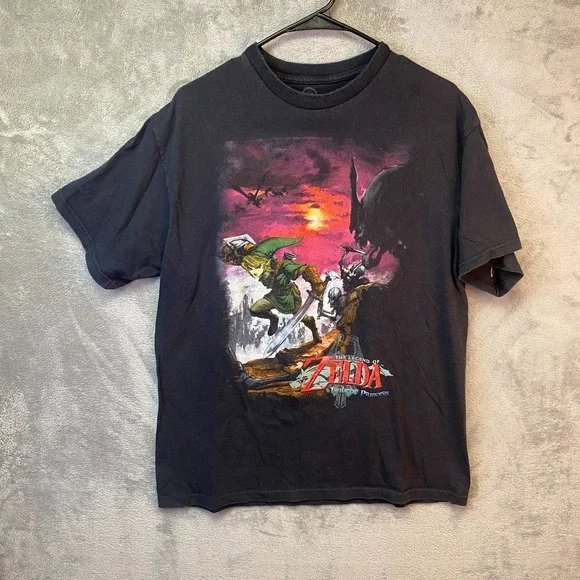 Nintendo Legend of Zelda Twilight Princess Link T-Shirt Mens L Black