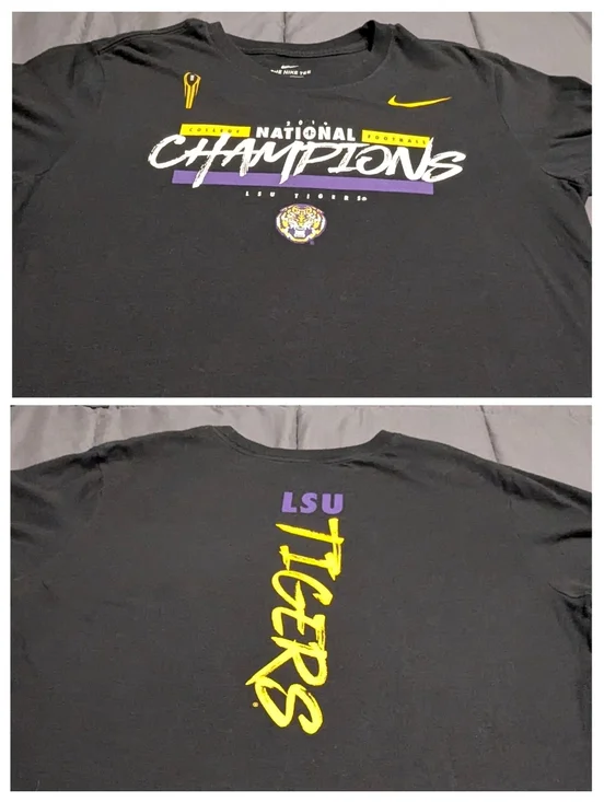 LSU 2019 Football National Championship Black Nike Unisex T-shirt Size Large
