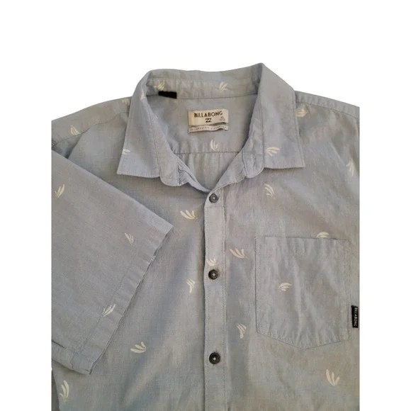 Billabong Mens Short Sleeve Button Up Sailboat Print Tailored‎ Fit Stretch XL