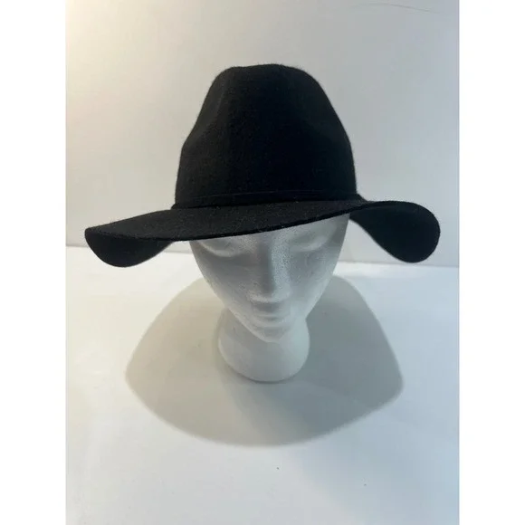 New J.Crew 100% Wool Black Hat‎ Medium/Large Womens Boho Classic Style Floppy