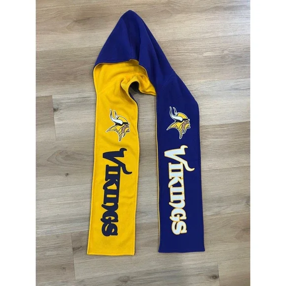 Minnesota Vikings‎ NFL Yellow and Purple Reversible Hoodie Scarf