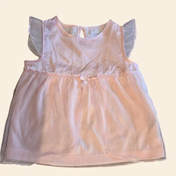 Carters Baby Girl Pink Polka Dot Tulle Sleepwear Nightgown 24 Months NWT