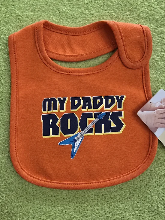 NWT ‐ Baby BOYS - Carter's BIB - My Daddy Rocks - Orange & Blue + GUITAR (Q4)