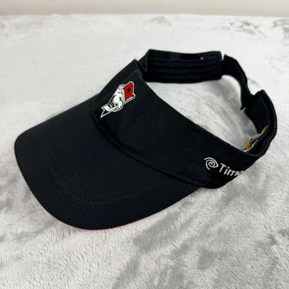 Accent‎ Marketing Black Sun Visor with Red Trim and Embroidered Logo
