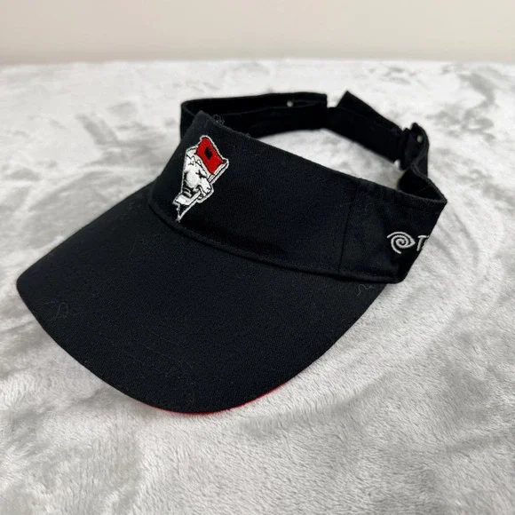 Accent‎ Marketing Black Golf Visor Adjustable Sun Hat Red Trim