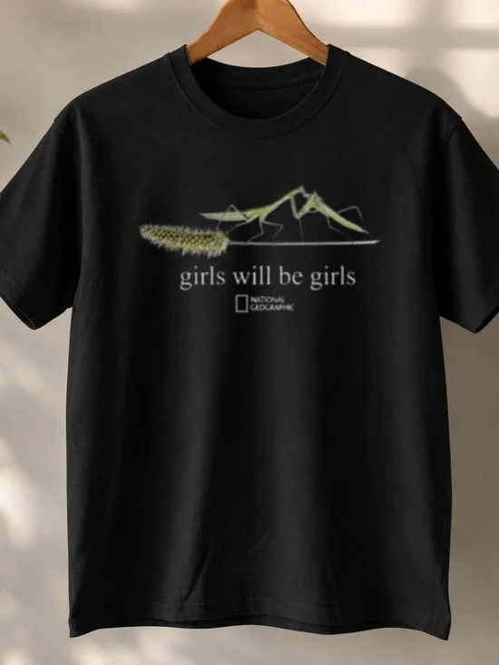 Gildan Black Tee with Subtle Green Praying Mantis Graphic