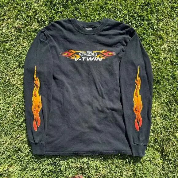 St. George V-Twin Motorcycles Flame Long Sleeve Graphic T-Shirt