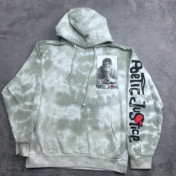 Chemistry Poetic Justice Hoodie Mens Large Green Tie Dye TupacGraphic Sweatshirt