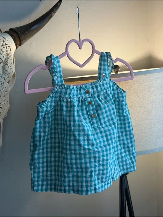 Turquoise Gingham Top