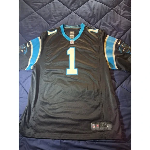 Nike Carolina Panthers Cam Newton 1 NFL Jersey Mens XXL Black On Field