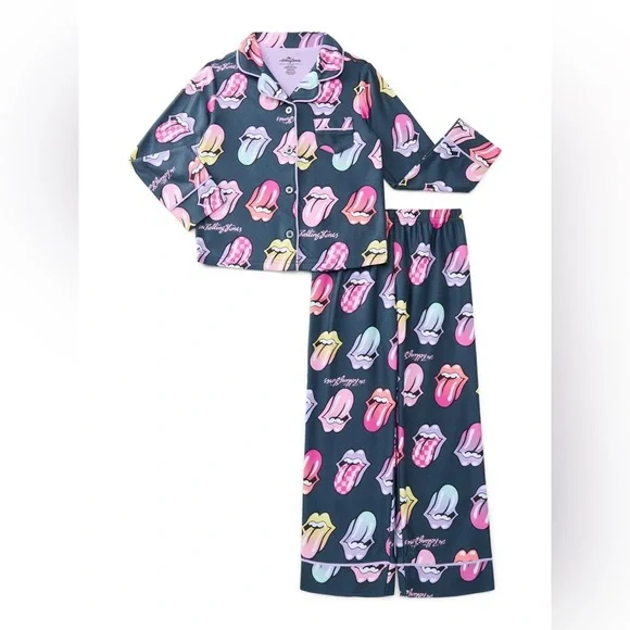 The Rolling Stones nwt size small ( 6 / 6x ) Girls Pajama Set 2-Piece Multicolor