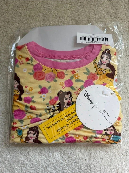 NIB Little Sleepies Princess Belle Long Sleeve Jammies 2T