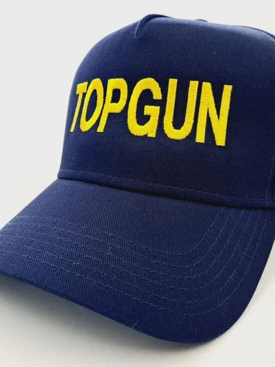Retro Top Gun Embroidered Navy Blue Twill Hat Movie Snapback Baseball Cap New