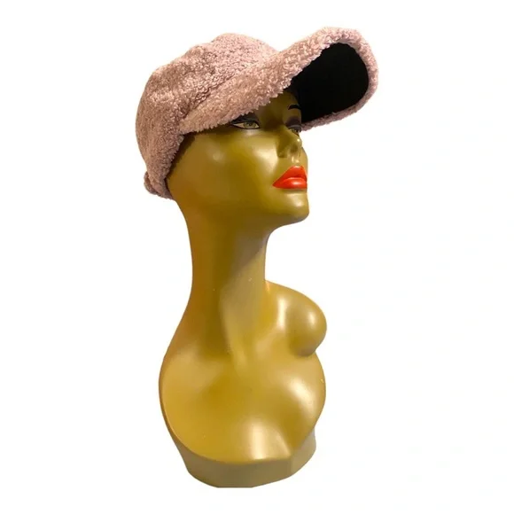 Pale Pink plush Furry Ball Cap Hat