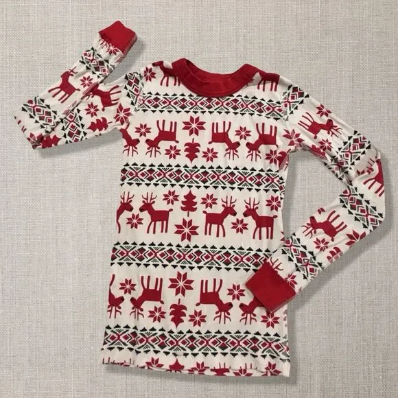 Hanna Andersson Dear Deer Christmas Organic Cotton PJ Top Only 10 Kids