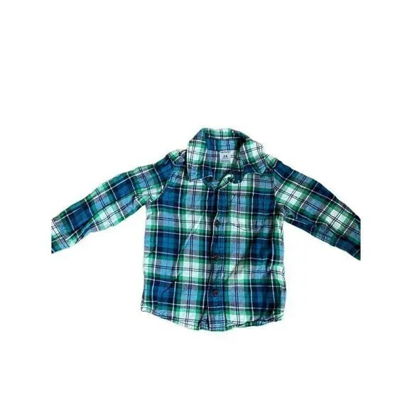Blue Green Plaid, Long Sleeve Button Up