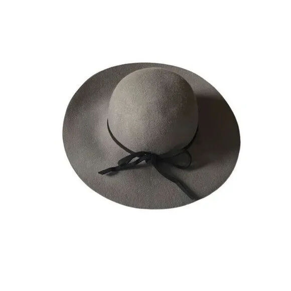 Handmade Women's Floppy Wool‎ Felt Adjustable Wide Brim Fedora Hat Gray OS