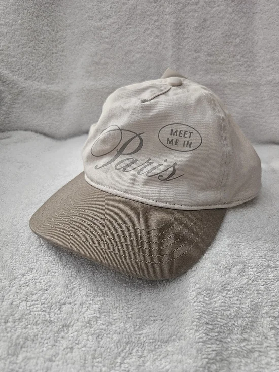 Target Meet Me In Paris Graphic Baseball Cap Womens Two Tone Tan Beige Hat