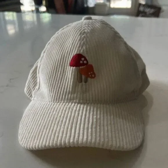 Corduroy Embroidered Mushrooms Hat - One Size (Adjustable) Unbranded