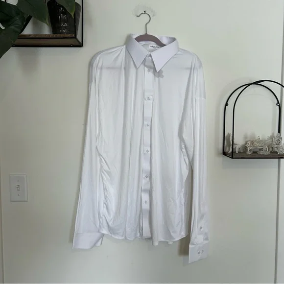 Collars &‎ Co White Long Sleeve Dress Collar Polo Shirt Button Up Size 3XL