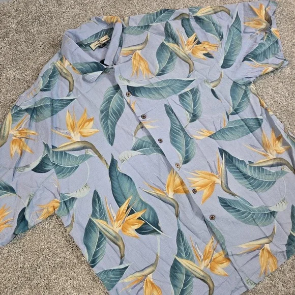 Vintage Tommy Bahama Relax Shirt Mens 3XL 100% Silk Hawaiian Beach Floral Button