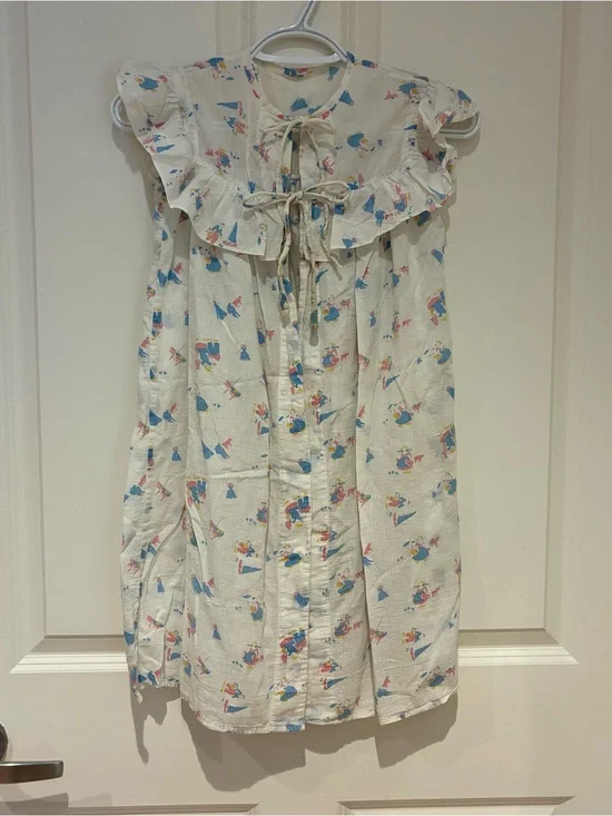 Very Vintage 3T Toddler White Ruffle Tie-Front  Gauzy Summer Robe