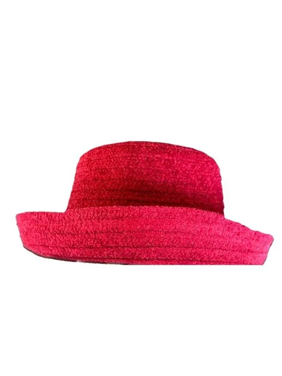 Betmar New York Chenille Hat Red Bucket Style Womens Vintage