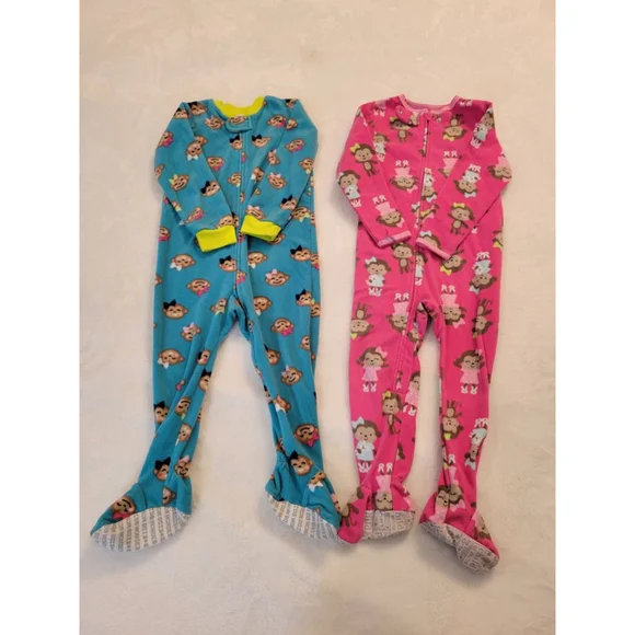 Girls Child of Mine by Carter's 3T Pink Blue Monkey Pajama Set