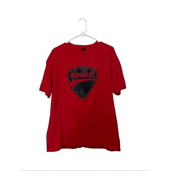 Gildan Red Soft Style Cotton Crew Neck Short Sleeve Ducati Graphic T-Shirt XL