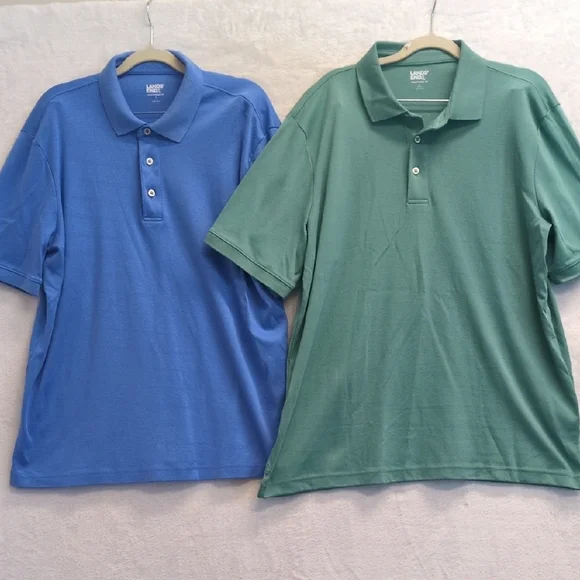Land's End Men's Green & Blue Polo Classic Fit‎ Shirt Bundle Size L