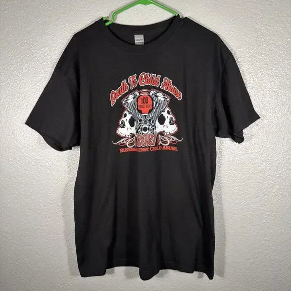 B.A.C.A. Bikers Against Child Abuse 2021 100 Mile Ride Black Shirt Large