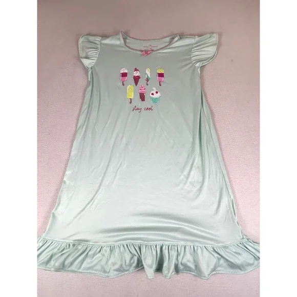 Betsey Johnson Nightgown Kids Size 12 Mint Green Ice Cream Stay Cool Sleep Dress