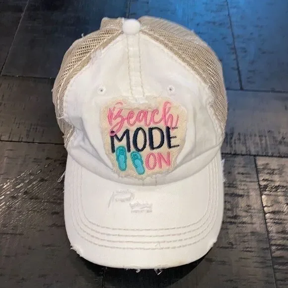 Kbethos Vintage Beach Mode On White Mesh Pool Cap​​​​​​​​​​​​​​​​​​​​​​​​​​