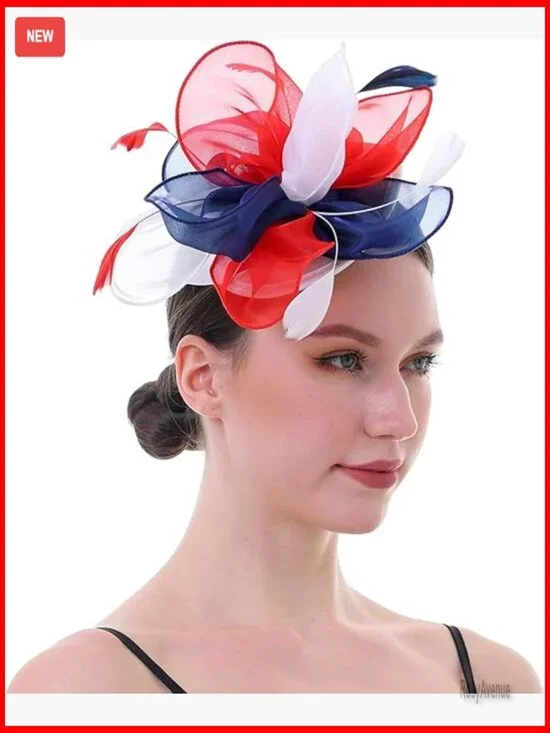 Fascinator Hat with Mesh and Feathers, Floral Headpiece for Weddings and Tea