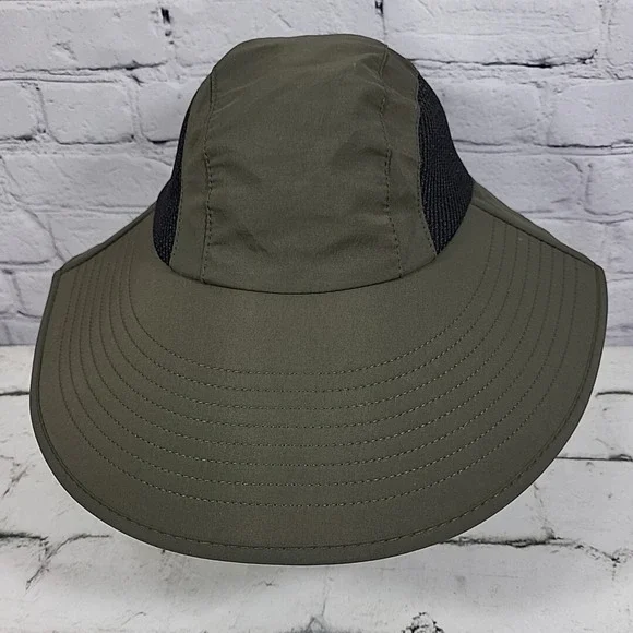 Sun Shade Bucket Hat Womens OS‎ Nylon Army Green Explorer Surf Desert Ponytail