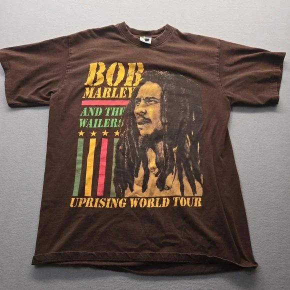 Vintage Y2K Bob Marley And The Wailers Uprising World Tour T-shirt Size 2XL‎