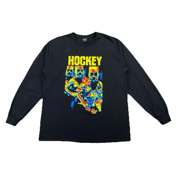 Hockey‎ Skateboards Bag Heads T-Shirt Long Sleeve Black Men's Large