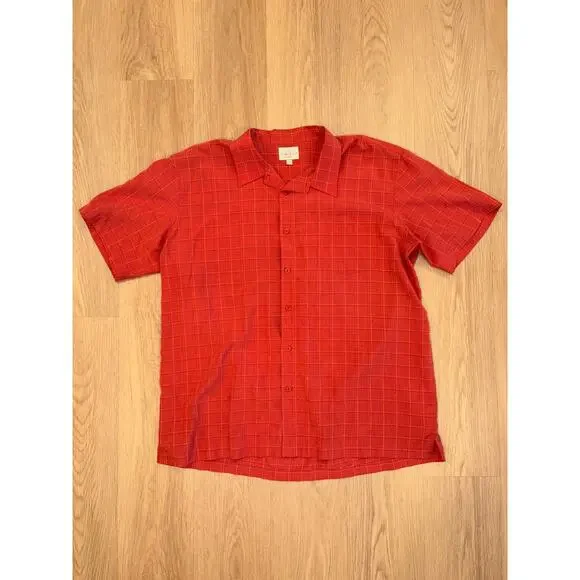Trader bay red orange short sleeve button up size XXL