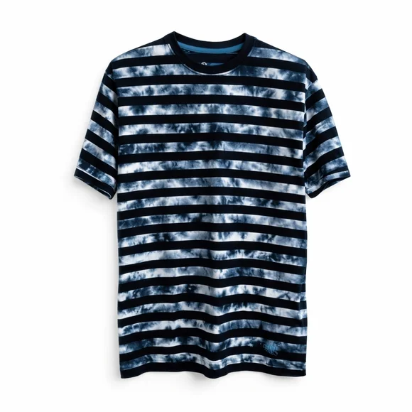 VINTAGE Billabong Striped Tee Shirt Navy Bleach Wash XL