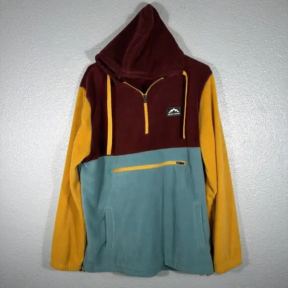 Massive Outdoor Colorblock Fleece Hooded Pullover Mens Size Large