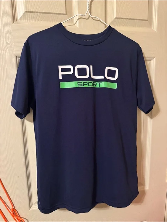 POLO Sport Navy Graphic Tee with Green Accent