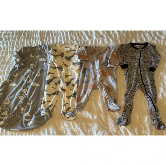 Sleeper Bundle 0-9 Month Lot Fleece Cotton And Fleece Sleep‎ Sack Lot Of 4