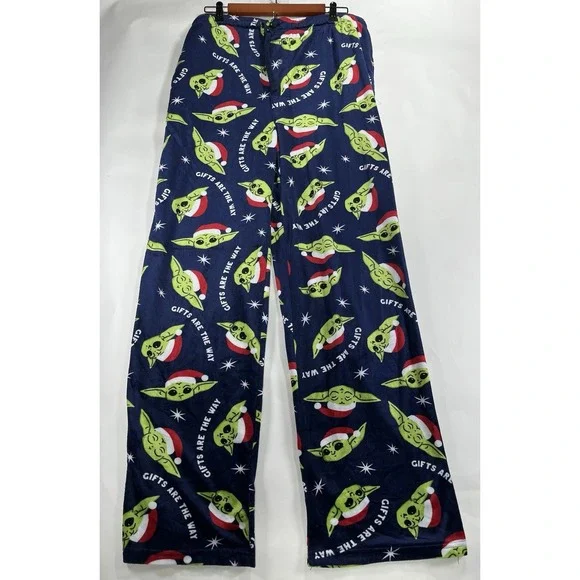 Star‎ Wars The Child Christmas Pajama Pants Men's 2XL Baby Yoda Grogu Blue Minky