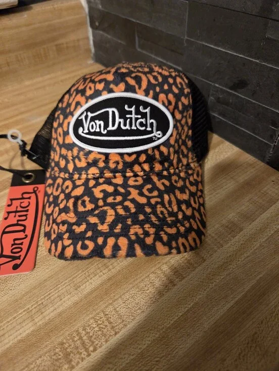 Von Dutch NWT Leopard Velour Adjustable Baseball Cap