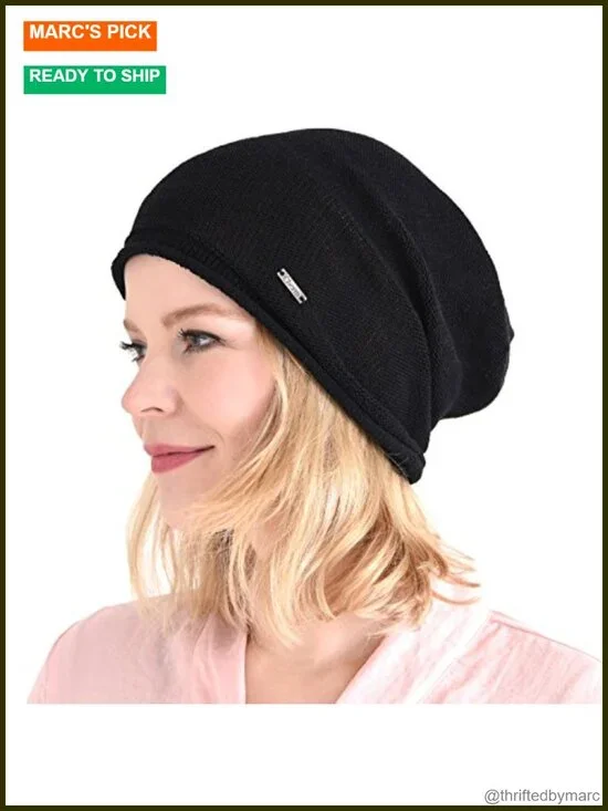 100% Silk Slouchy Beanie Hat for Sensitive Skin Chemo Hat